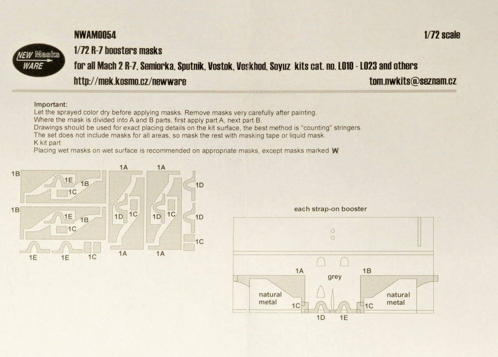 1/72 Mask R-7 boosters (for Sputnik,Vostok,Soyuz)