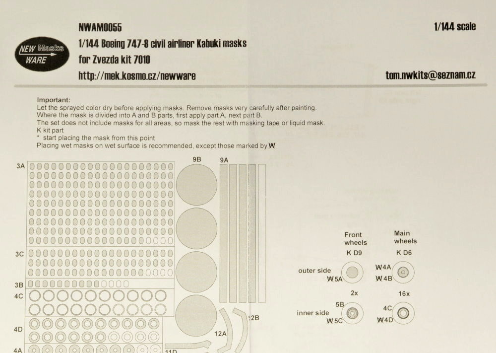 1/144 Mask Boeing 747-8 Civil Airliner (ZVE 7010)