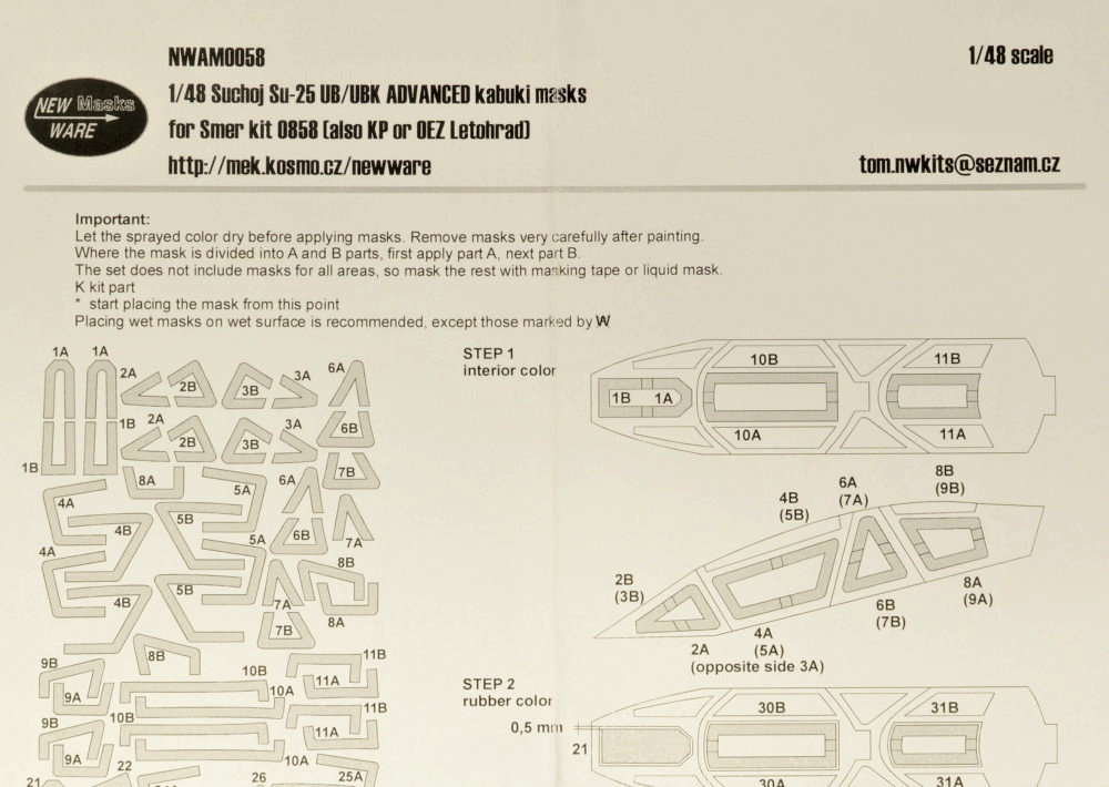 1/48 Mask Su-25 UB/UBK ADVANCED (SMER/KP)