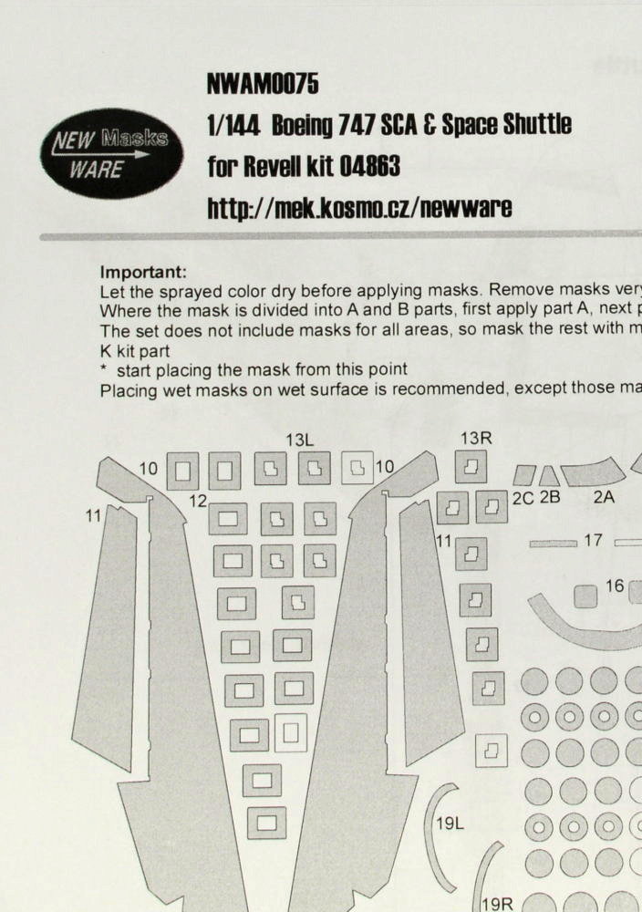 1/144 Mask Boeing 747 SCA & Space Shuttle (REV)