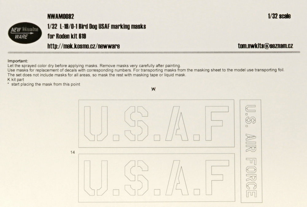 1/32 Mask L-19/O-1 Bird Dog USAF markings (RDN)