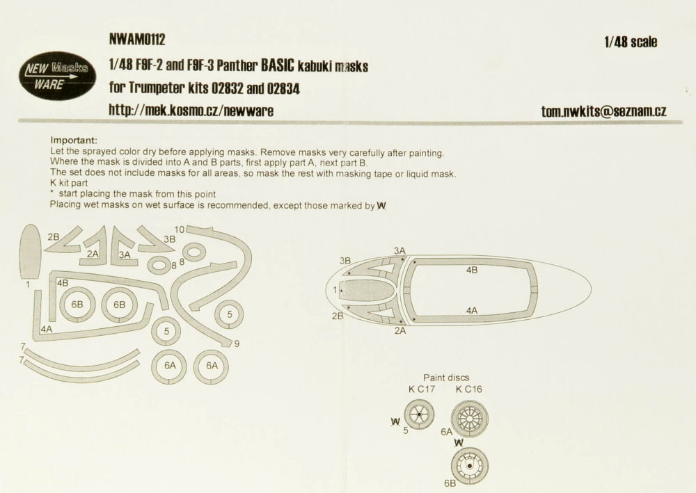 1/48 Mask F9F-2 and F9F-3 Panther BASIC (TRUMP)