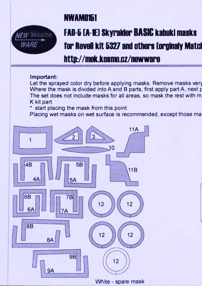 1/48 Mask FAD-5 (A-1E) Skyraider BASIC (REV 5327)