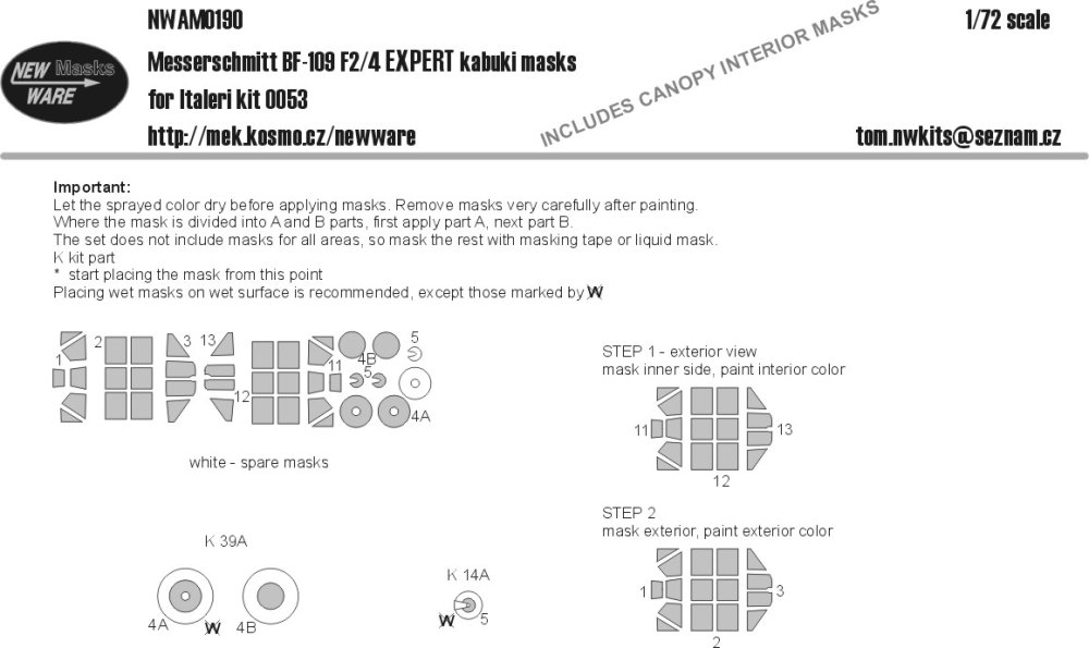 1/72 Mask Messerschmitt Bf-109F2/4 EXPERT (ITAL)