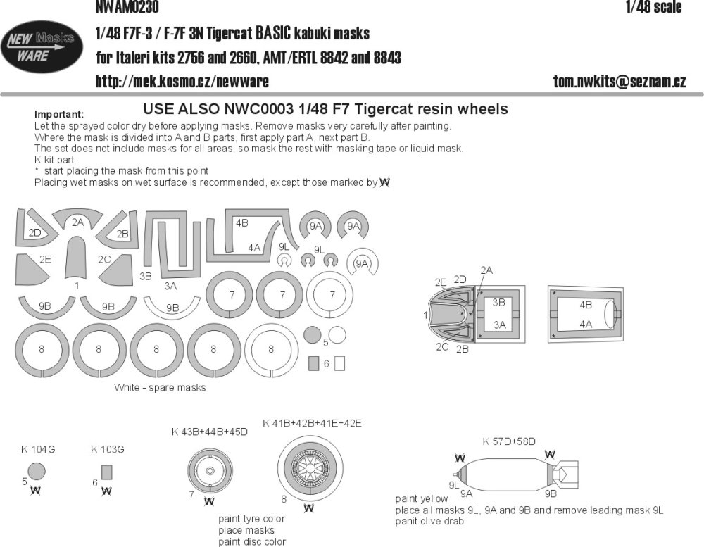 1/48 Mask F7F-3/3N Tigercat BASIC (ITAL/AMT)