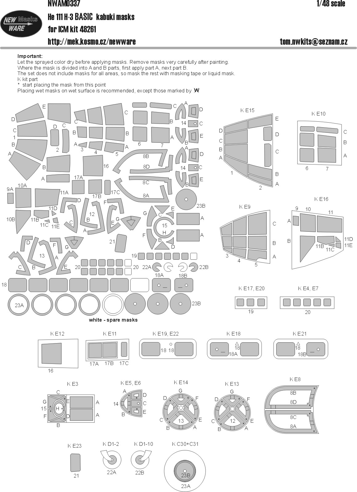 1/48 Mask He 111 H-3 BASIC (ICM 48261)