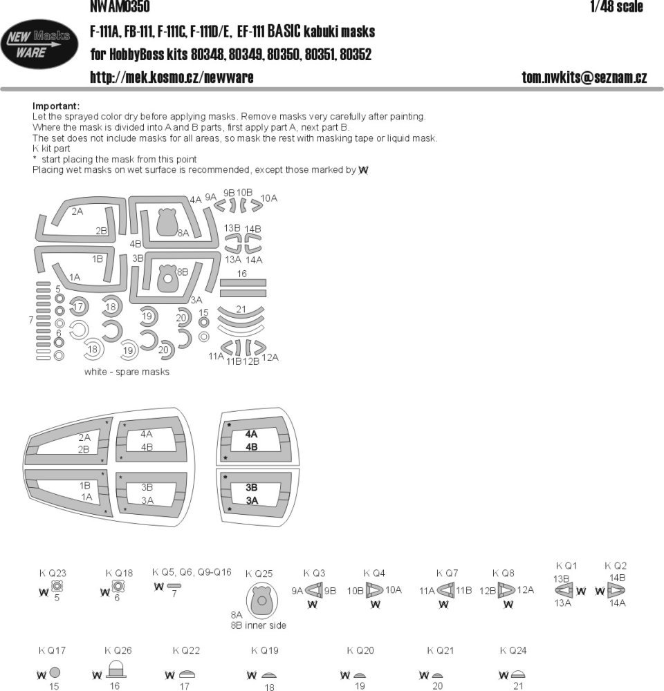 1/48 Mask F-111A,FB-111,F-111C,D/E, EF-111 BASIC