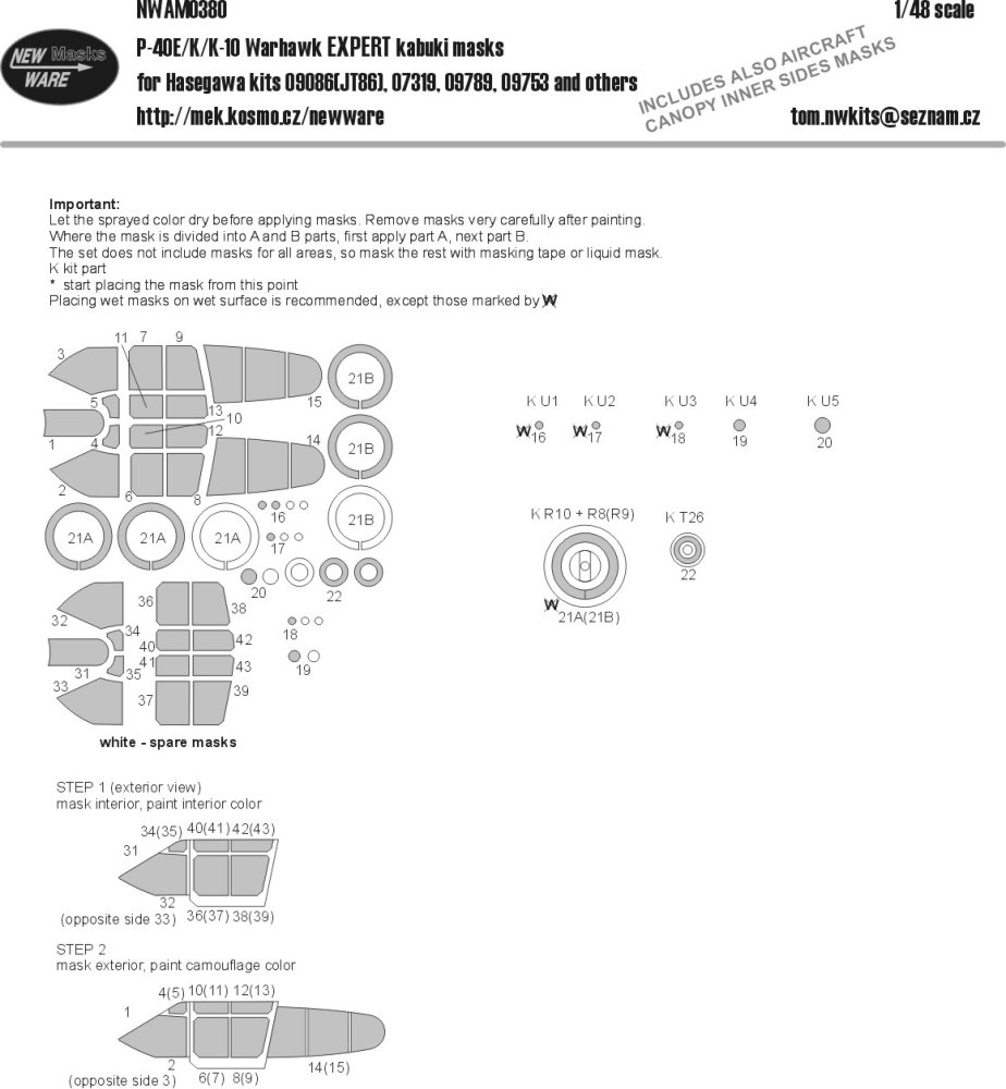 1/48 Mask P-40E/K/K-10 Warhawk EXPERT (HAS)