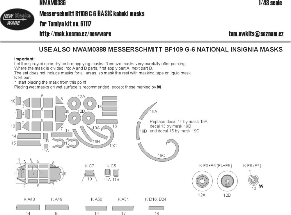 1/48 Mask Bf 109 G-6 BASIC (TAM 61117)