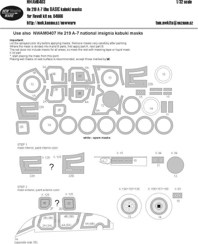 1/32 Mask He 219 A-7 UHU BASIC (REV 04666)