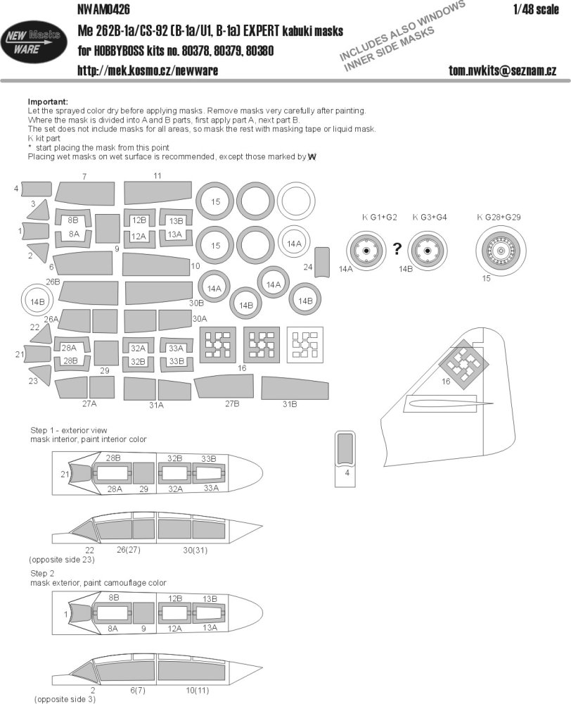 1/48 Mask Me 262B-1a/CS-92 EXPERT (HOBBYB)