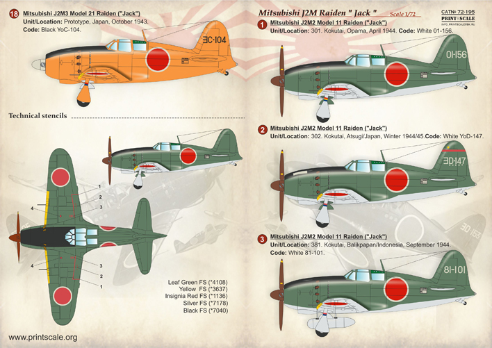 MODELIMEX Online Shop | 1/72 Mitsubishi J2M Raiden (wet decals) | your ...
