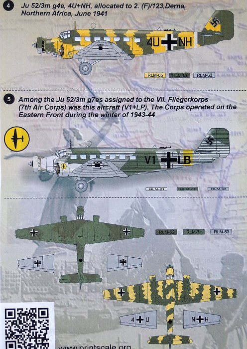 Print Scale 72-075 Wet Decal for Junkers Ju-52 1 72 for sale online