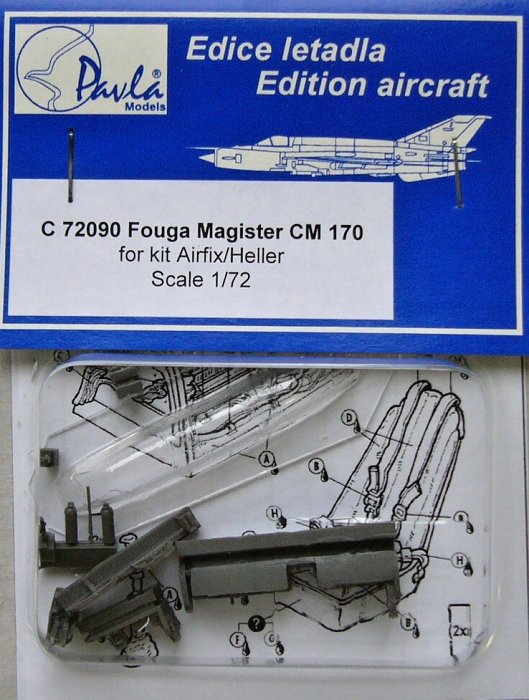Pavla 1/72 Fouga Magister CM170 cockpit and canopy # C72090 for Airfix Heller 