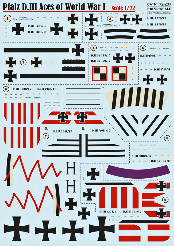 1/72 Pfalz D.III Aces of WWI (wet decals)