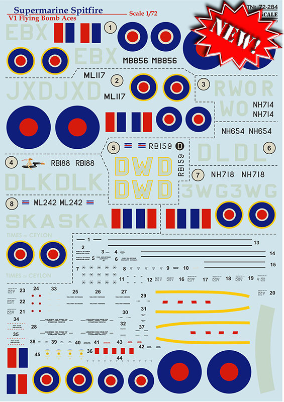 1/72 S.Spitfire V1 Flying Bomb Aces (wet decals)