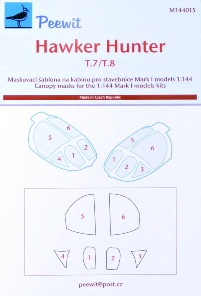 1/144 Canopy mask Hawker Hunter T.7/T.8 (MARK 1)