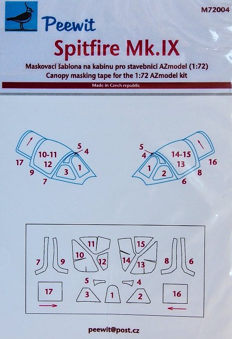 1/72 Canopy mask Spitfire Mk.IX (AZ MODEL)