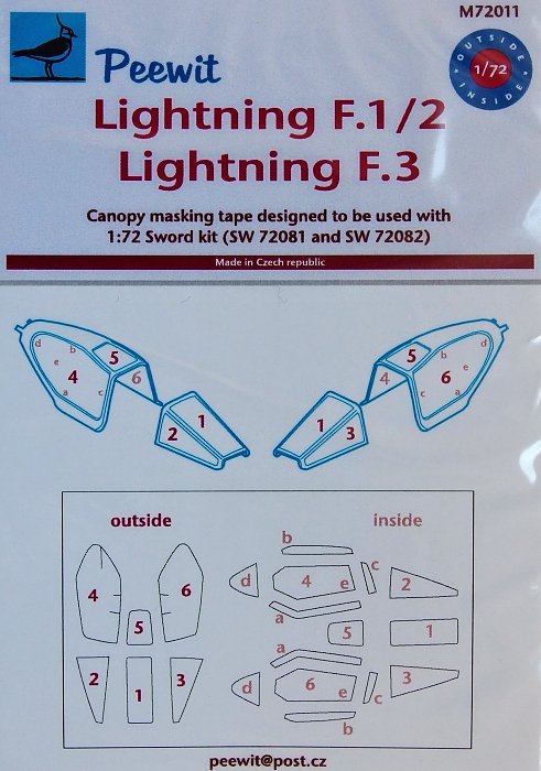 1/72 Canopy mask  Lightning F.3 and F.1/2 (SWORD)