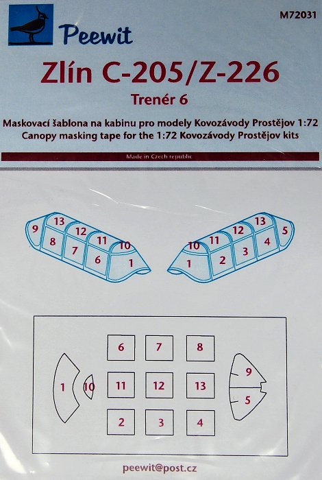 1/72 Canopy mask Zlin C-205/Z-226 Trener 6 (KP)