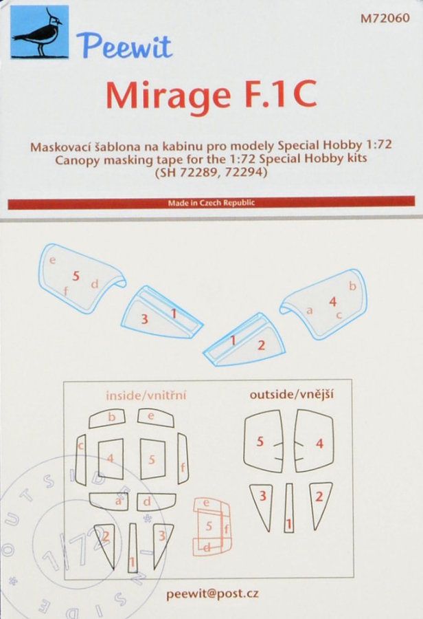 1/72 Canopy mask Mirage F.1C (SP.HOBBY)