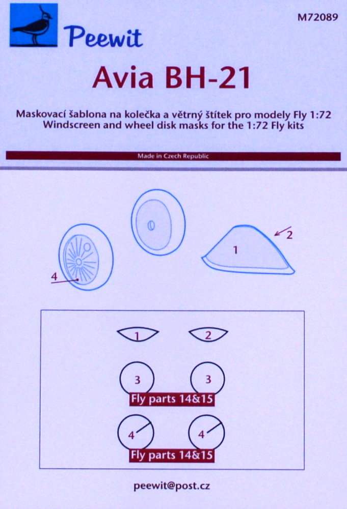 1/72 Canopy mask Avia BH-21 (FLY)