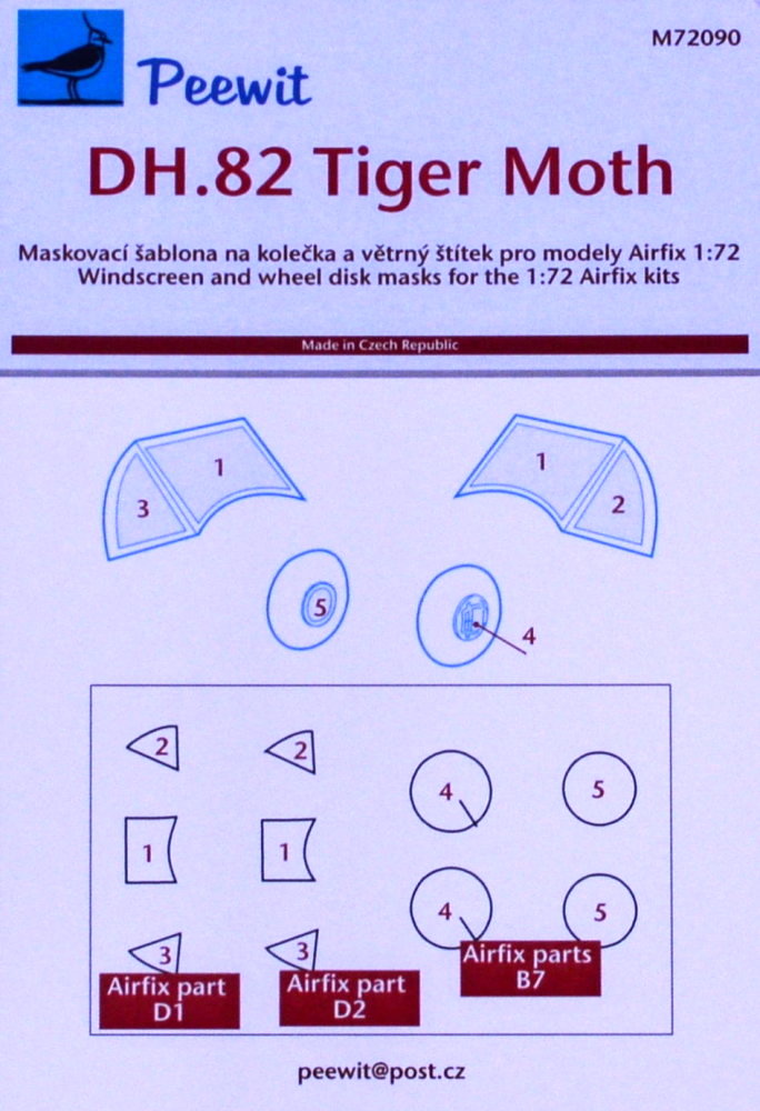 1/72 Canopy mask DH.82 Tiger Moth (AIRFIX)