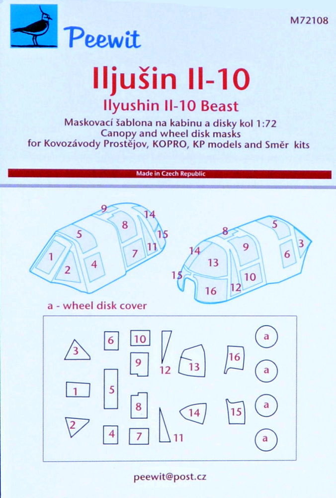 1/72 Canopy mask Ilyushin IL-10 (KP)