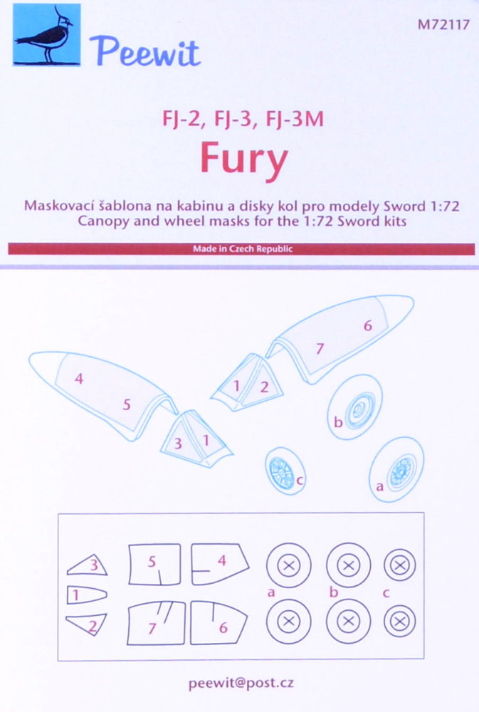 1/72 Canopy mask FJ-2/3/3M Fury (SWORD)