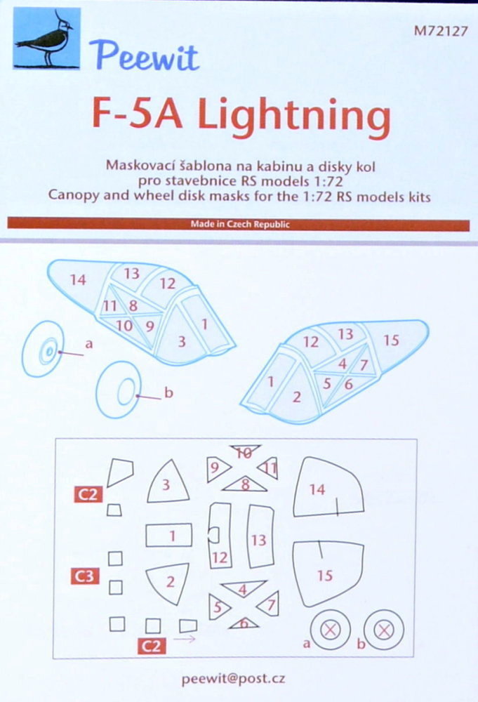 1/72 Canopy mask F-5A Lightning (RS MOD.)