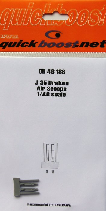 Quickboost 1/48 J-35 Draken air scoops for Hasegawa kit # 48188 