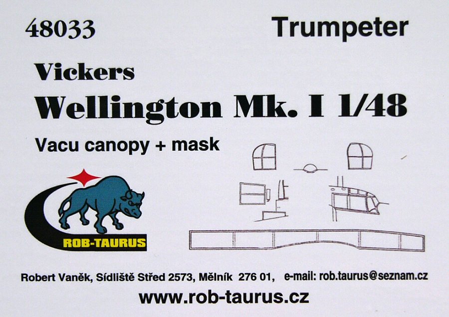 1/48 Vacu Canopy Wellington Mk.I + mask (TRUMP)