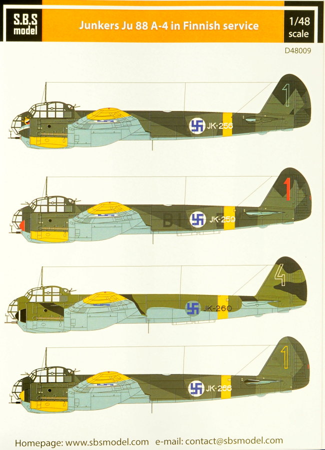 1/48 Decal Junkers Ju 88 A-4 in Finnish service