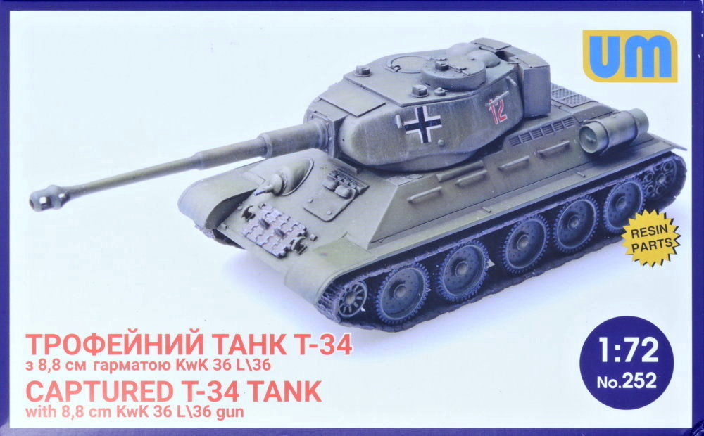 1/72 T-34 tank w/ 8,8cm KwK 36 L/36 gun (captured)