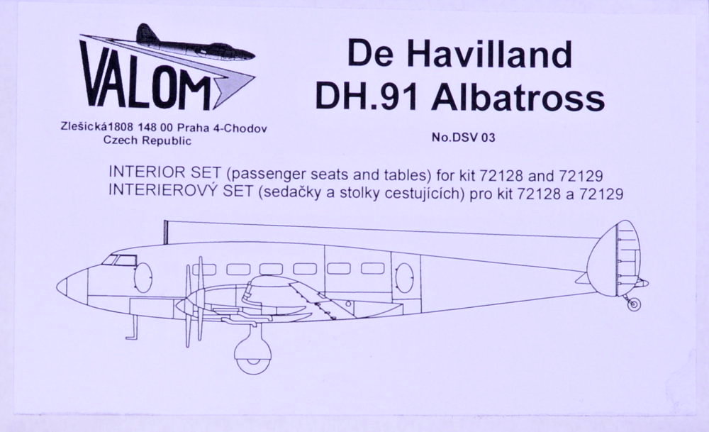 1/72 DH.91 Albatross Interior Set (VALOM 72128-9)
