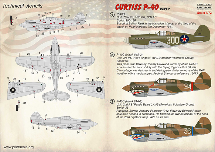 Propagteam Decals 1:72 Curtiss P-40 K Warhawk #03-72-003 