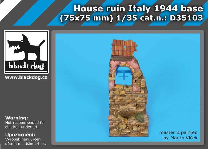 1/35 House ruin Italy 1944 base (75x75 mm)