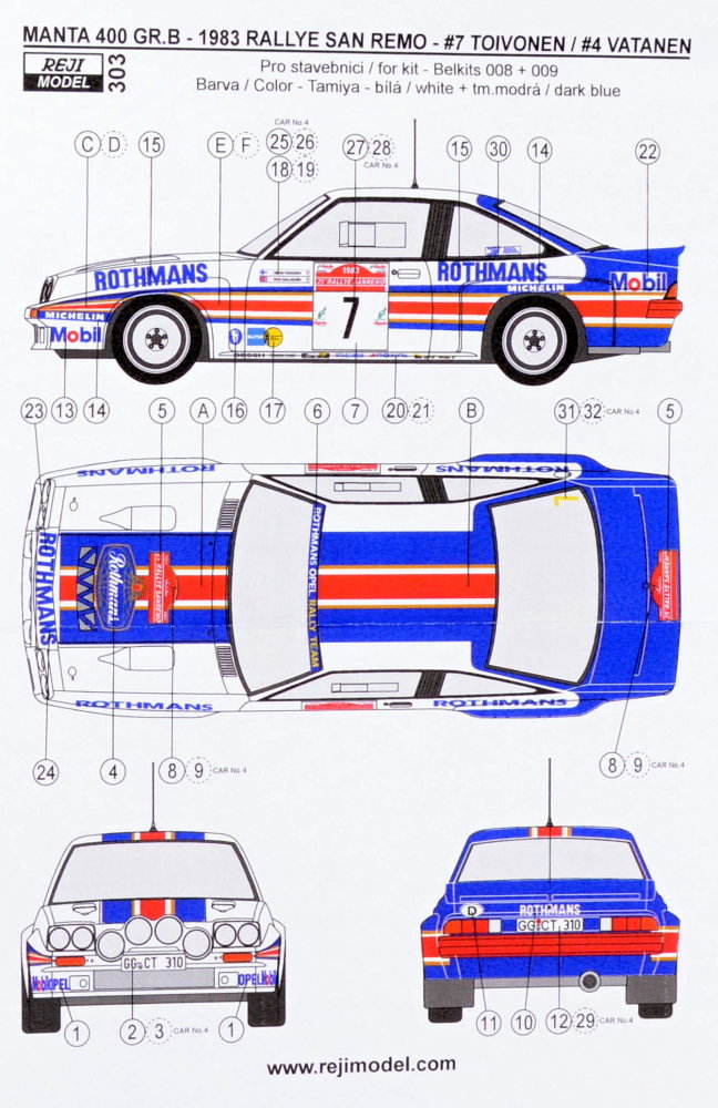 Decals 1/43 ref 1034 opel manta 400 frequelin rally tour de corse 1984 rally 
