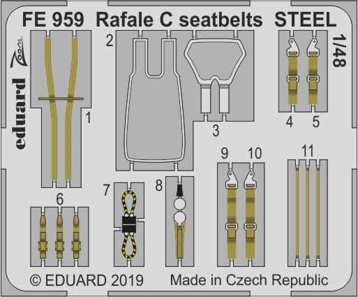 1/48 Rafale C seatbelts STEEL (REV)