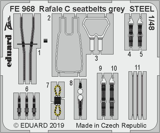 1/48 Rafale C seatbelts grey STEEL (REV)