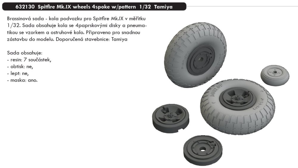 BRASSIN 1/32 Spitfire Mk.IX wheels 4 sp. pattern