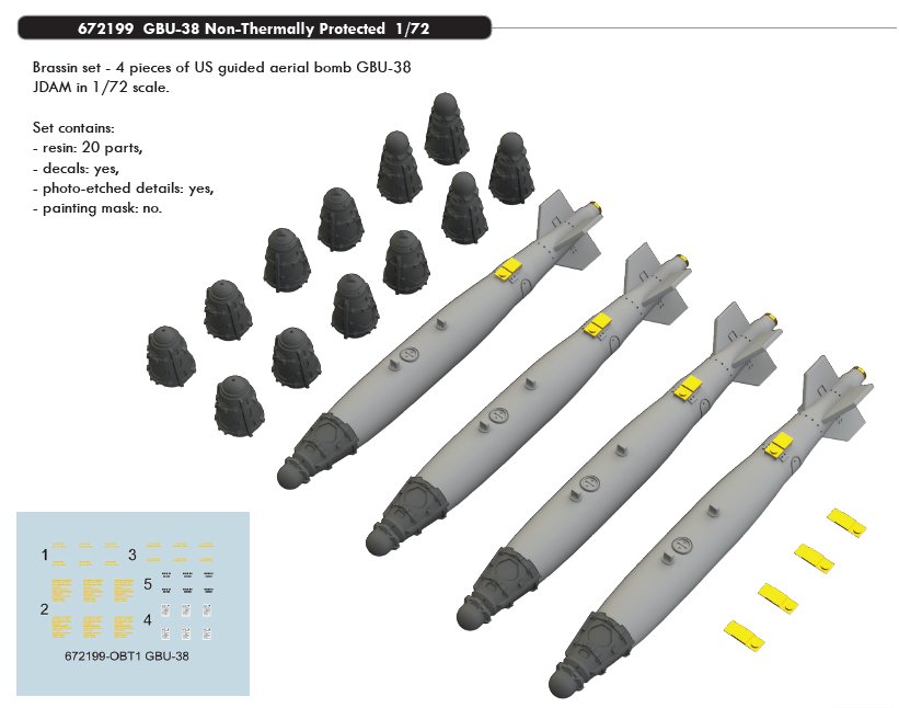 Eduard Brassin 1/72 resin GBU-38 Non-Thermally Protected - 672199 Eduard Brassin 1/72 resin GBU-38 Non-Thermally Protected - 672199