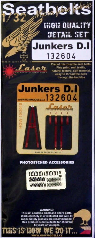 1/32 Seatbelts Junkers D.I (laser)