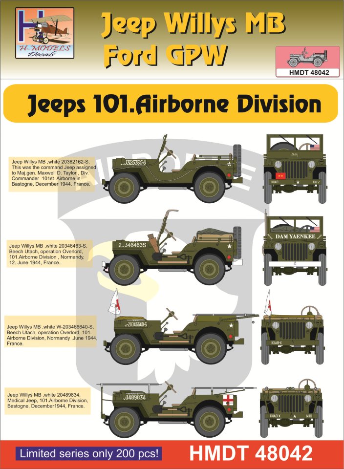 1/48 Decals J.Willys MB/Ford GPW 101 Airborne Div.