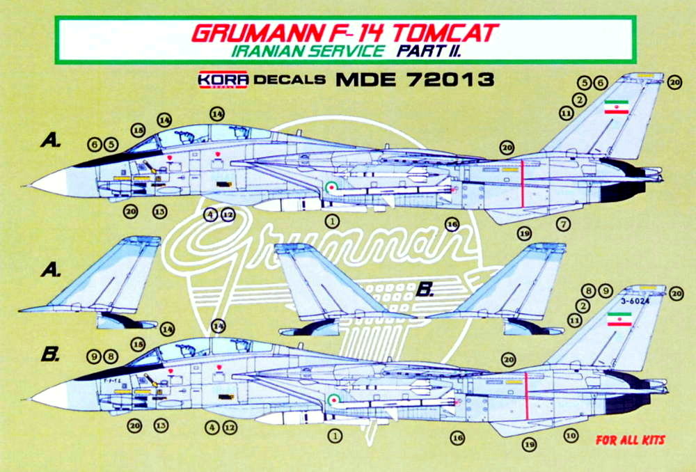 1/72 Decals F-14A Tomcat Iranian Service Part II.