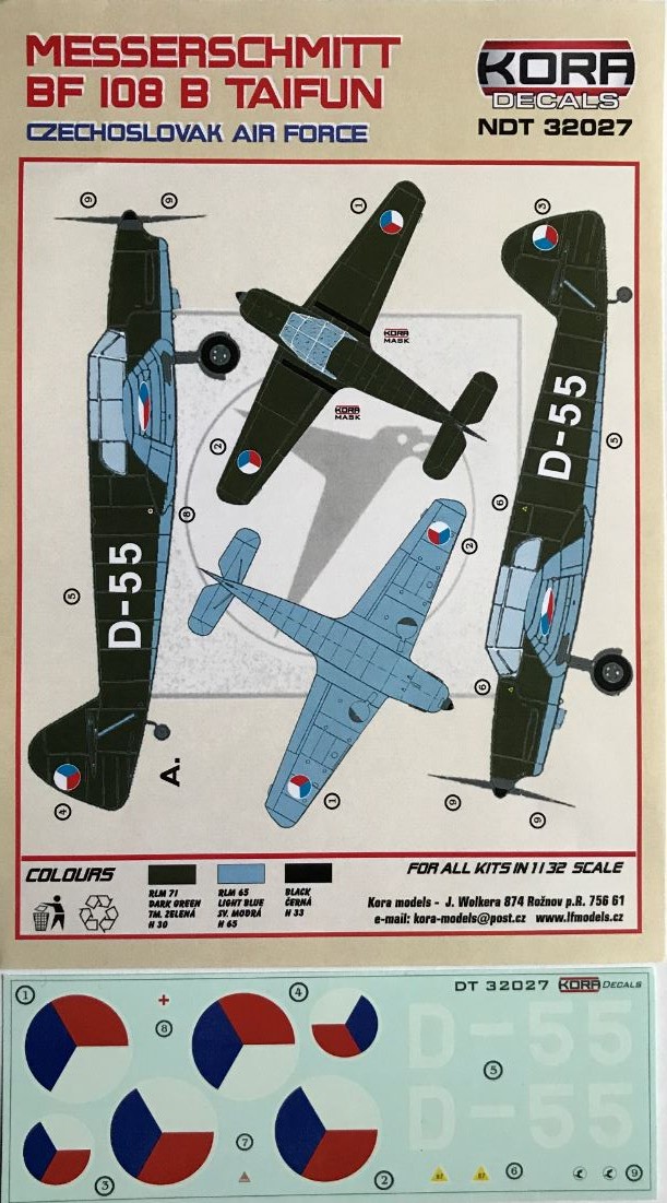 1/32 Decals Bf 108B Taifun Czechoslovak Air Force