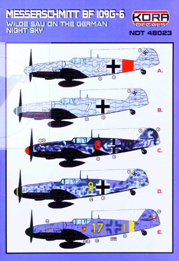 1/48 Decals Bf 109G-6 Wilde Sau on the Night Sky