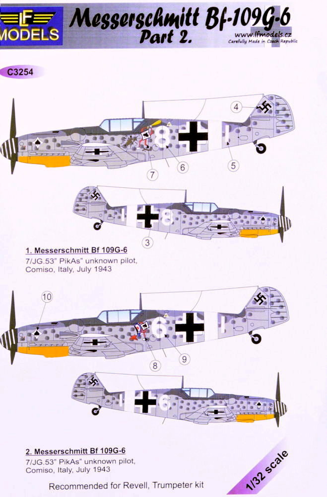 Lifelike Decals Messerschmitt Me 109 Part 2 1/32 decals 