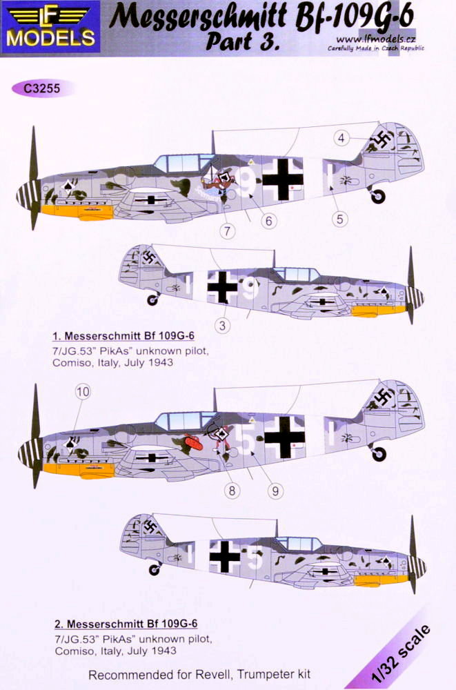 1/32 Decals Messerschmitt Bf 109G-6 Comiso Pt.3