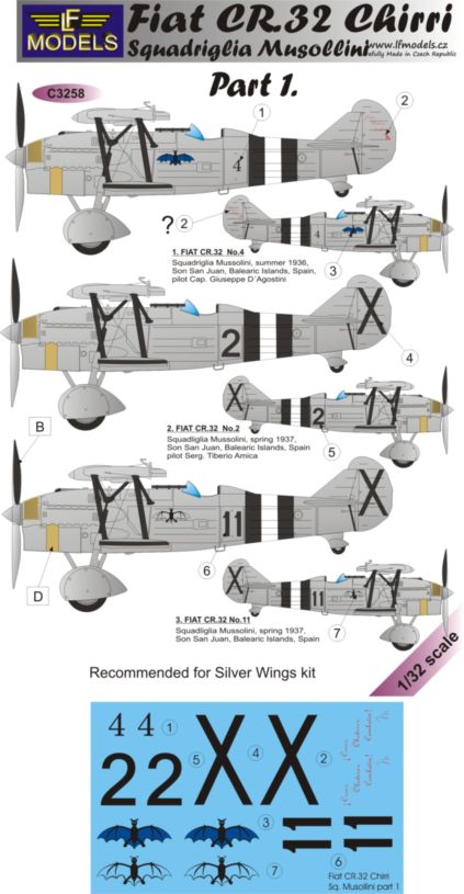 1/32 Decals Fiat CR.32 Chirri Squadr.Musollini I.